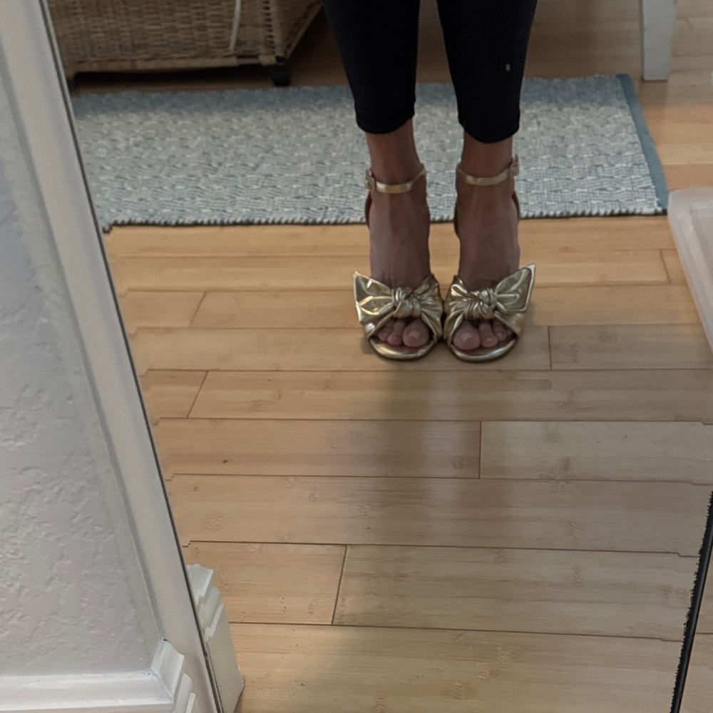J. Crew Gold Bow Heeled Sandals - Picture 4 of 9